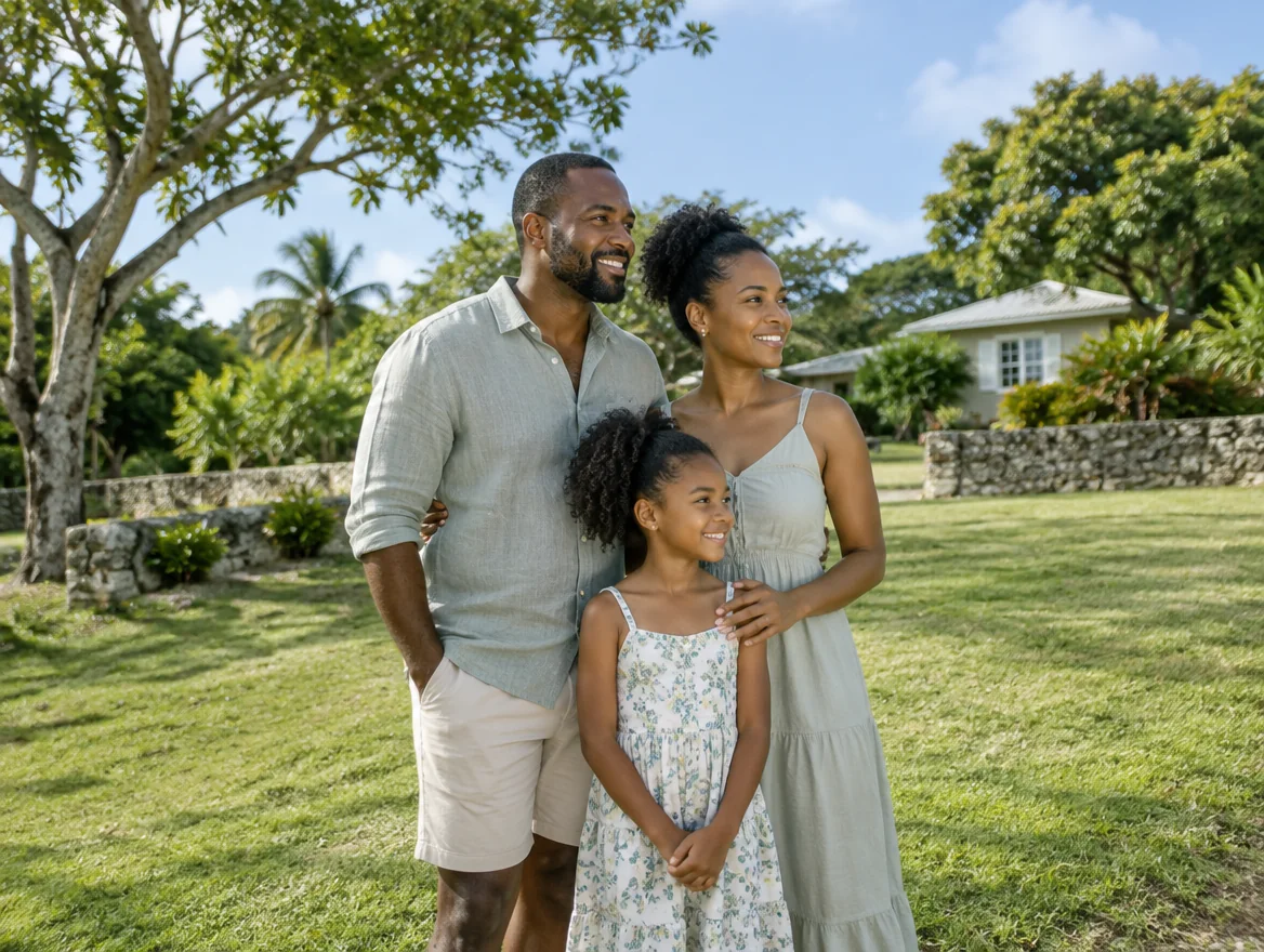 Illustrative Caribbean land with space to imagine a future home